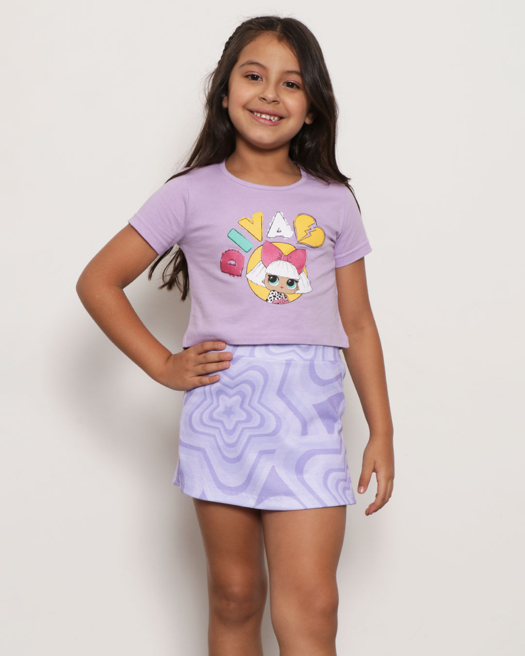 Blusa Infantil Cropped Estampa Lol Lilas