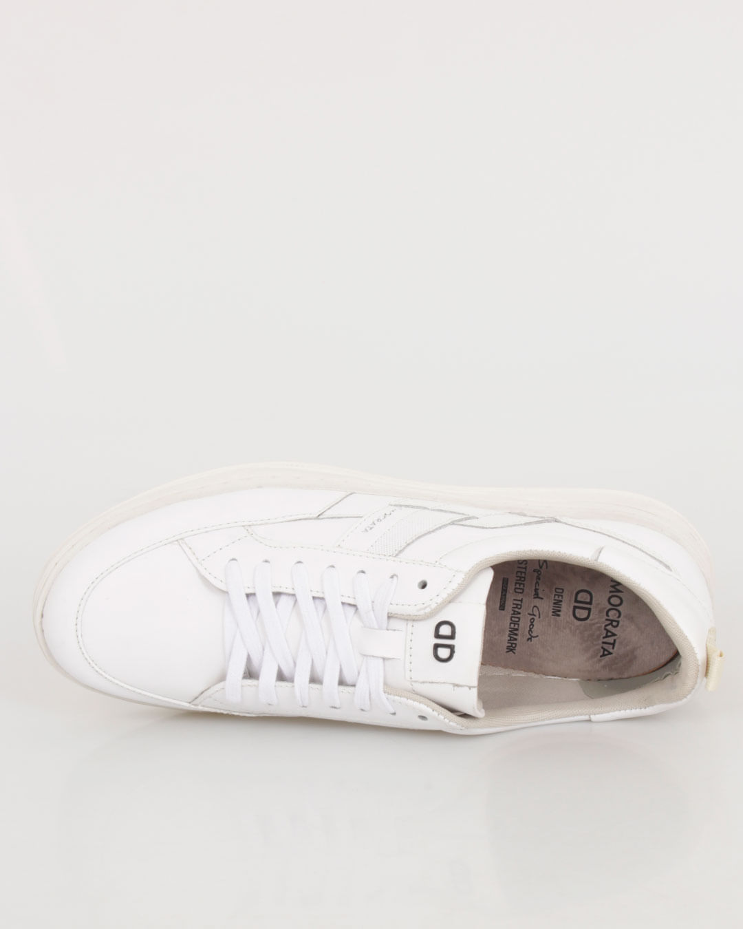 ​​Sapatênis Masculino Democrata Denim Denim Bold Couro Branco