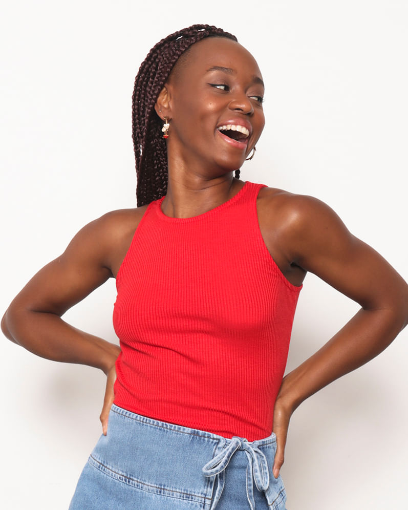 Ribana Feminina CalÃ§a Ribana Vermelha Malha Canelada CalÃ§a