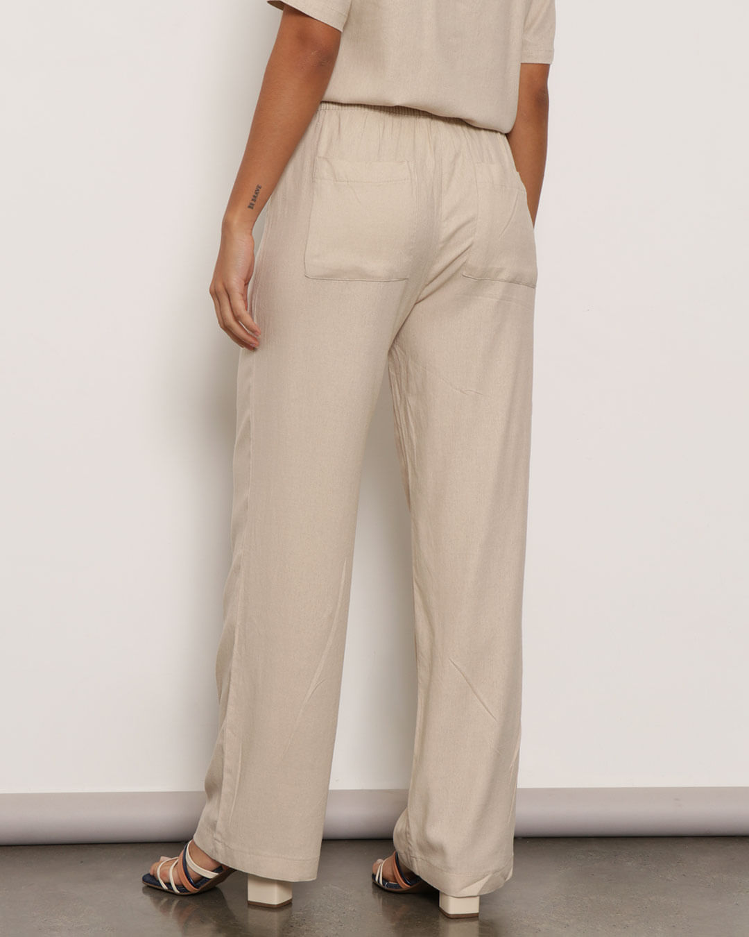 Linho Puro CalÃ§a Linho Bege Feminina Linho Feminina Blusa Social