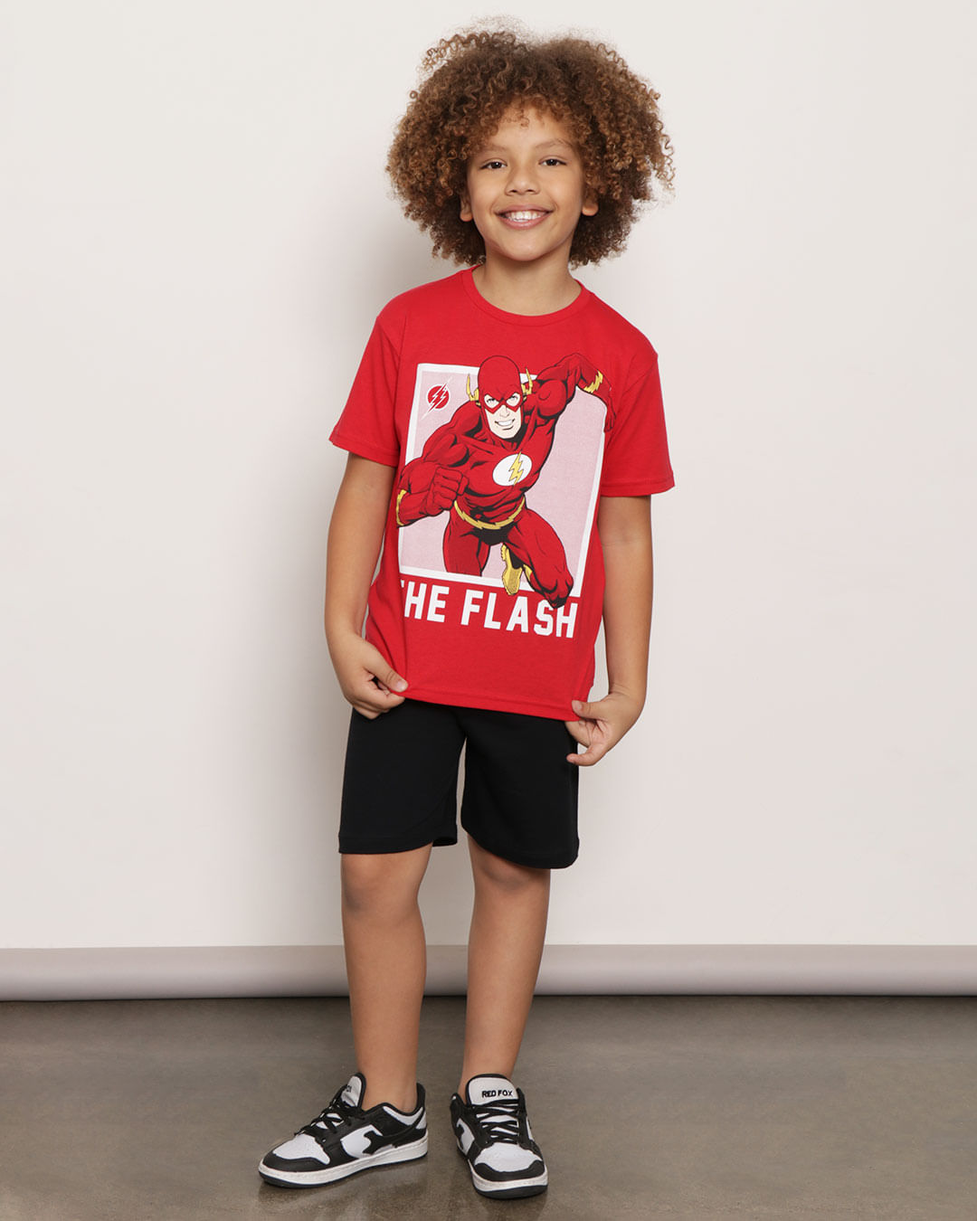 Camiseta Infantil Manga Curta Dc Comics Estampa The Flash Vermelha