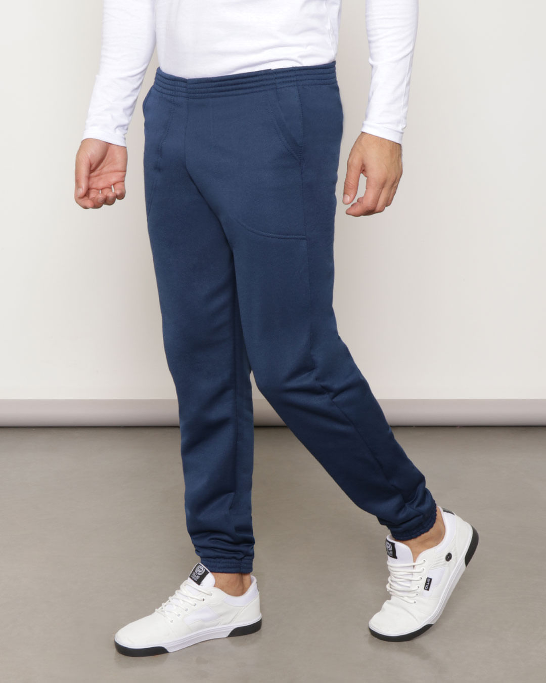 Calça Moletom Masculina Jogger Com Bolso Marinho