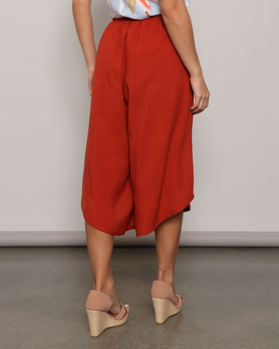 Terracota CalÃ§a Pantacourt De Viscose Tenis Para Usar Com CalÃ§a