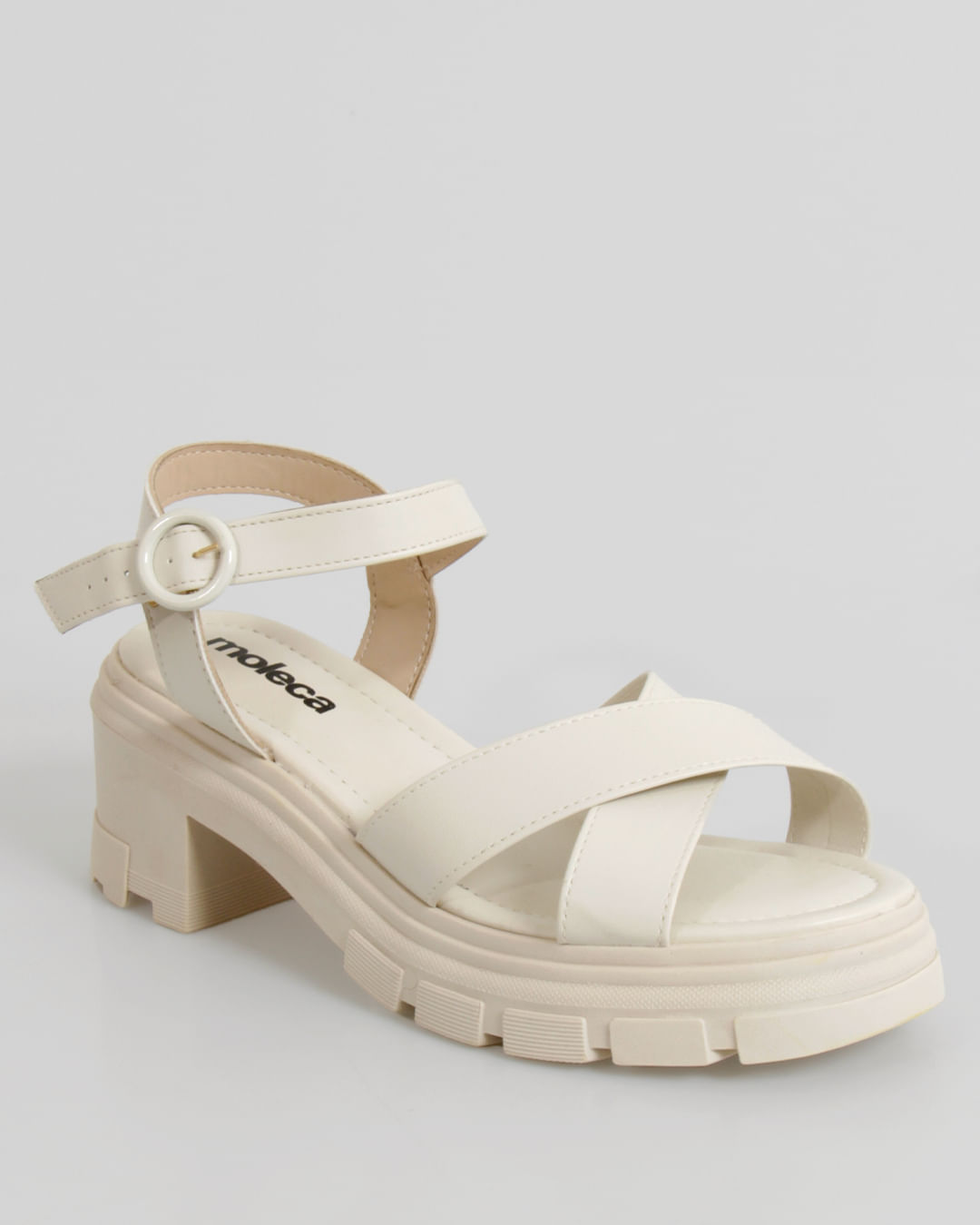 Sandália Feminina Moleca Tratorada Salto Bloco Branca