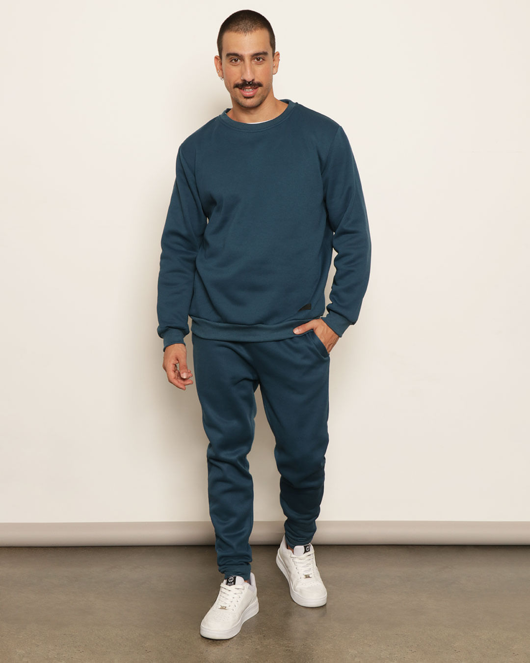 Calça Moletom Masculina Jogger Com Bolso Azul Escuro