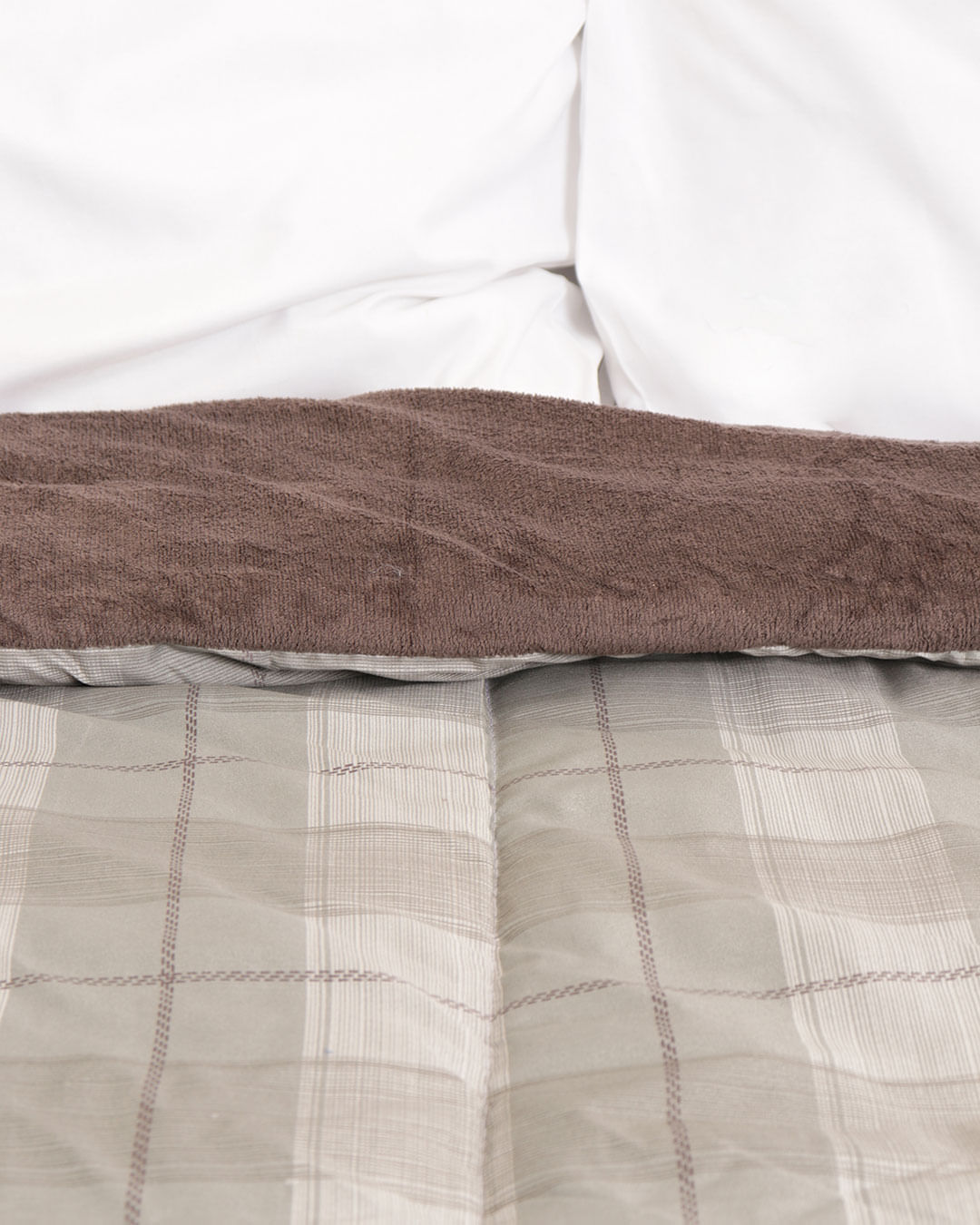 Coberdrom Casal Plush Combo Soft Slim - Cinza Xadrez