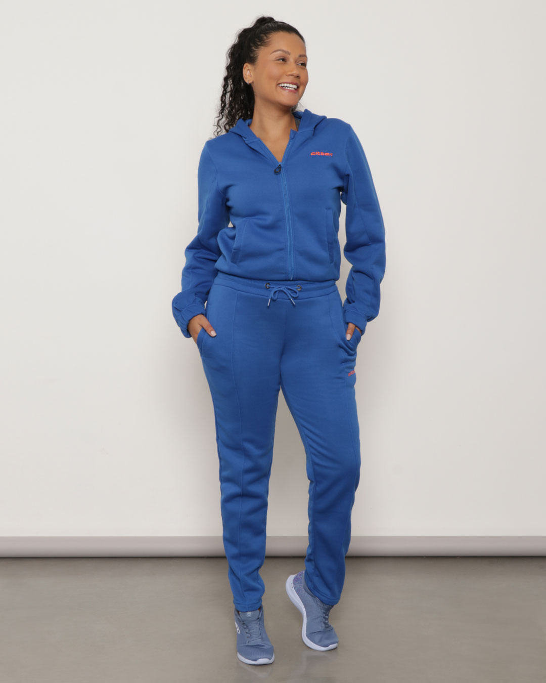 Conjunto Moletom Feminino Fitness Fitter Azul