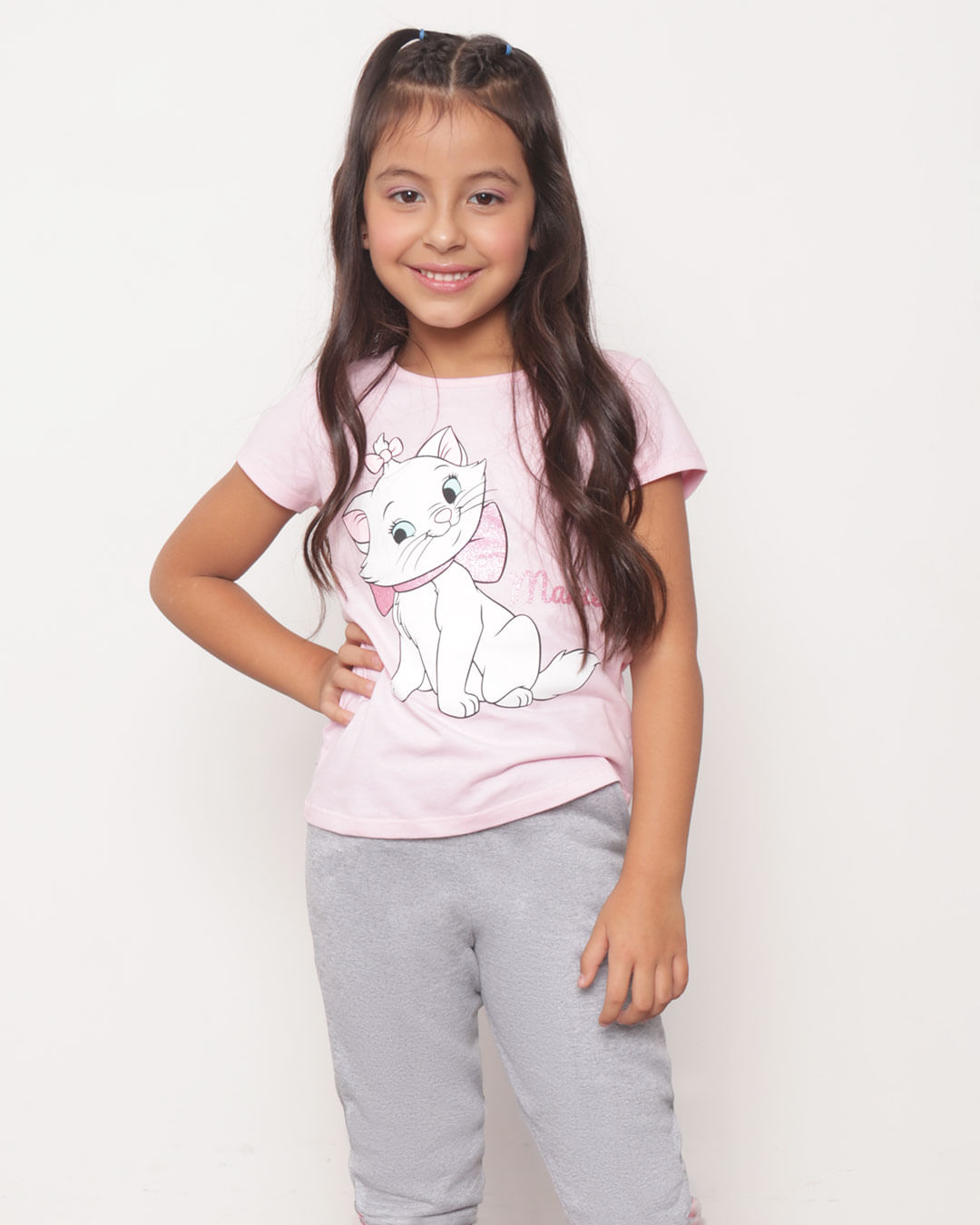 Blusa infantil Manga Curta Marie Disney Rosa