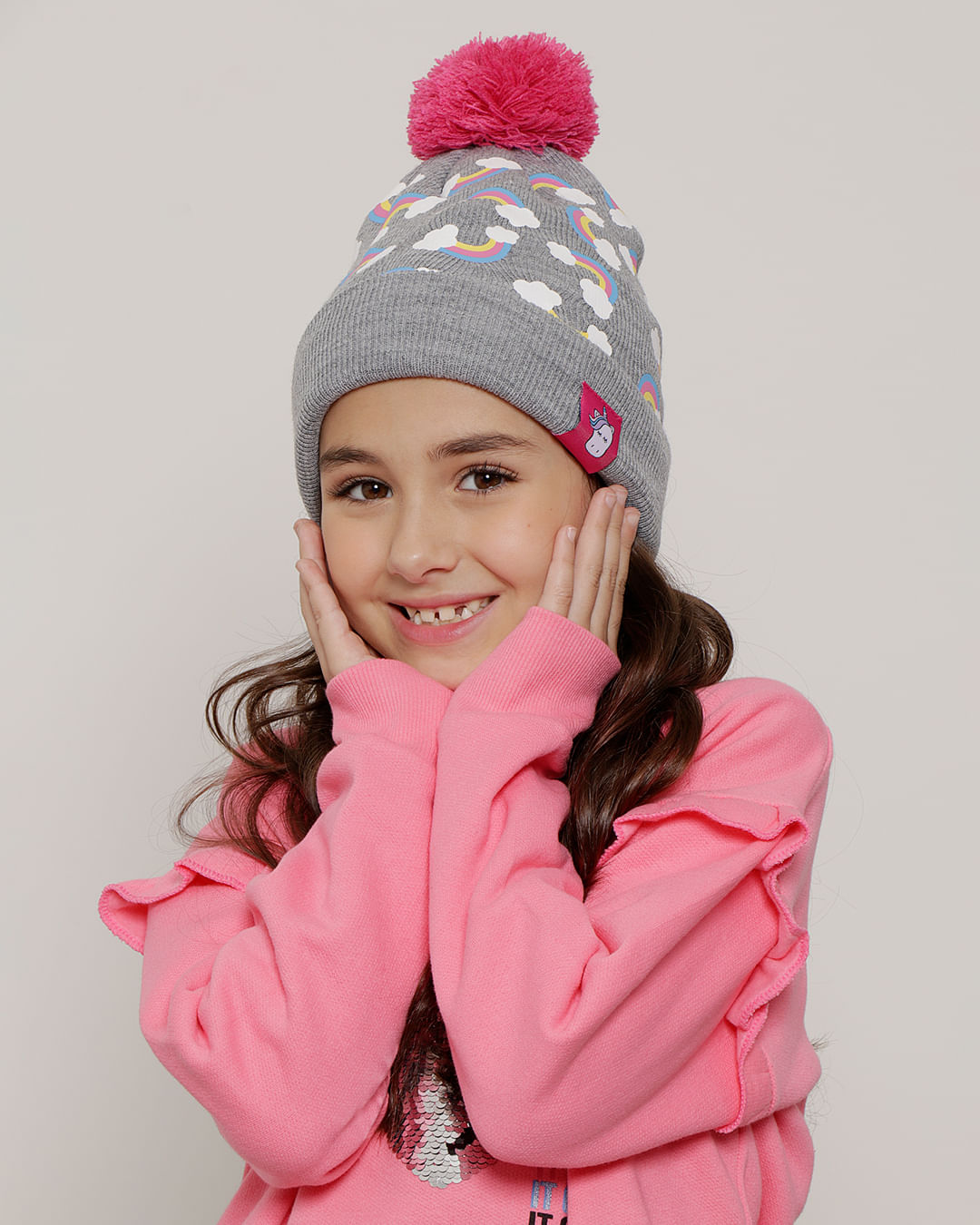 Gorro Actor30 Arco Iris Pompom Infa - Cinza Medio