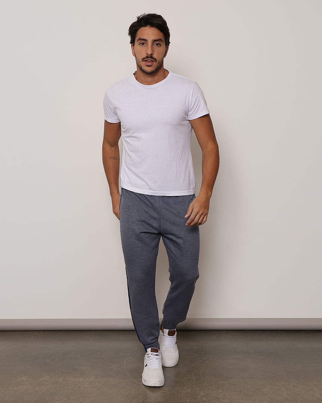 Calça Moletom Masculina Com Bolso Jogger Cinza