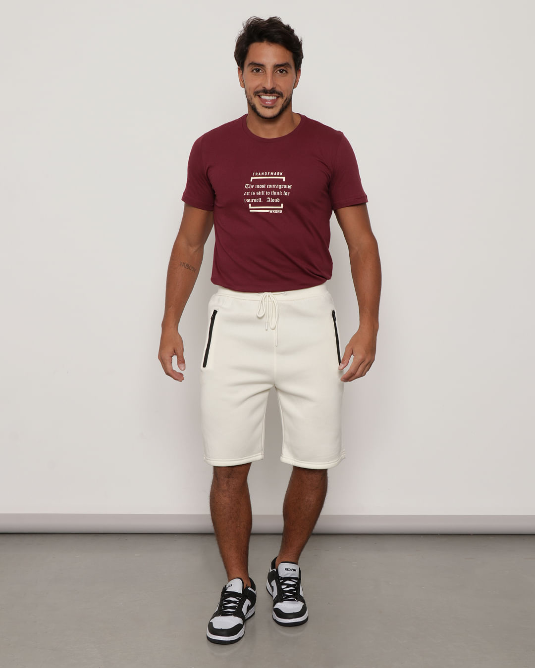 Shorts Sm01 Moletom Bolso Selado - Off White