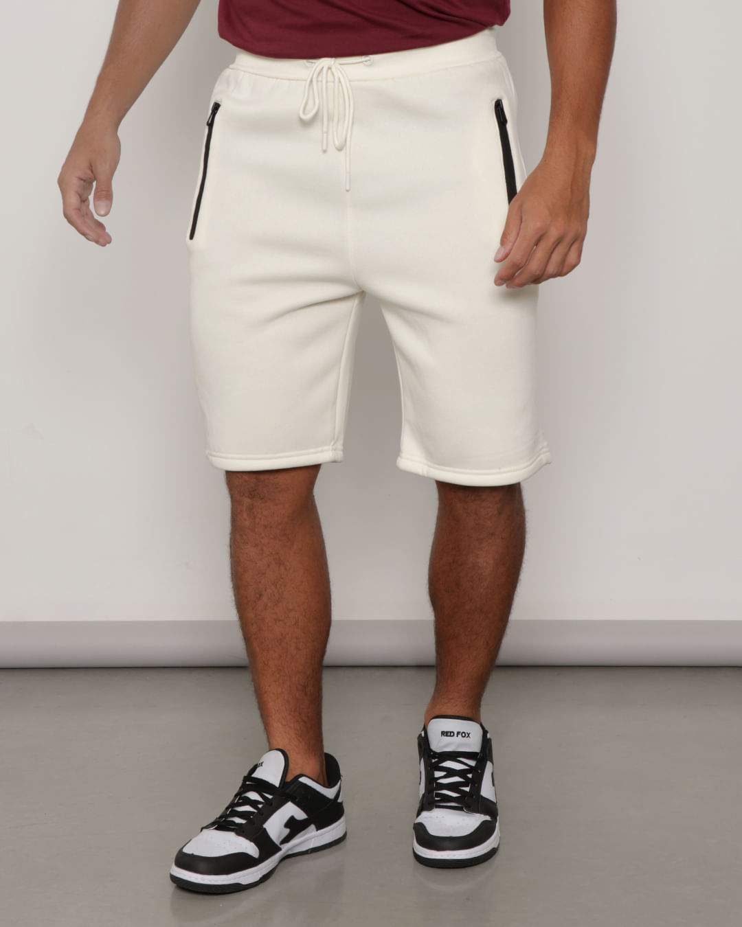 Shorts Sm01 Moletom Bolso Selado - Off White