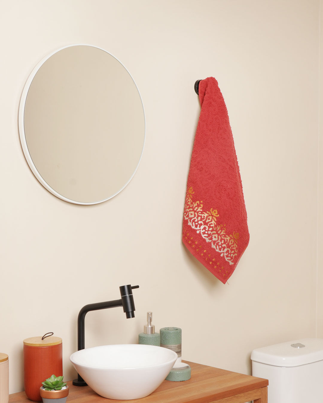 Toalha de Rosto Royale 48cmx70cm Bordada Valletex Vermelho