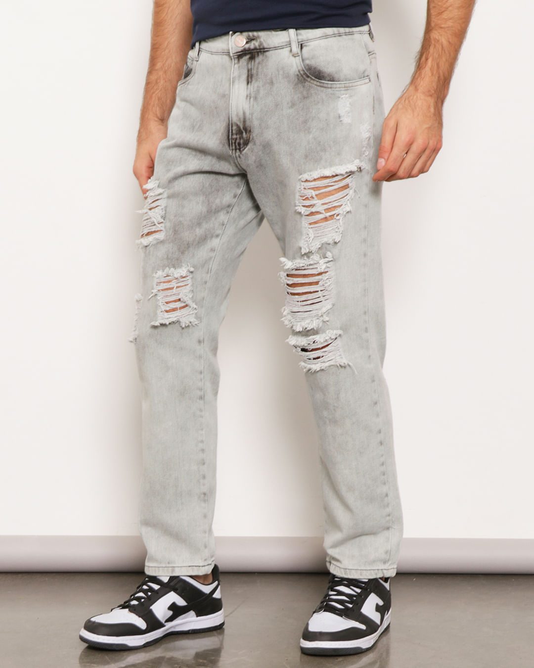 Calça Masculina CalÃ§a Rasgada Em Baixo Calça Jeans Masculina