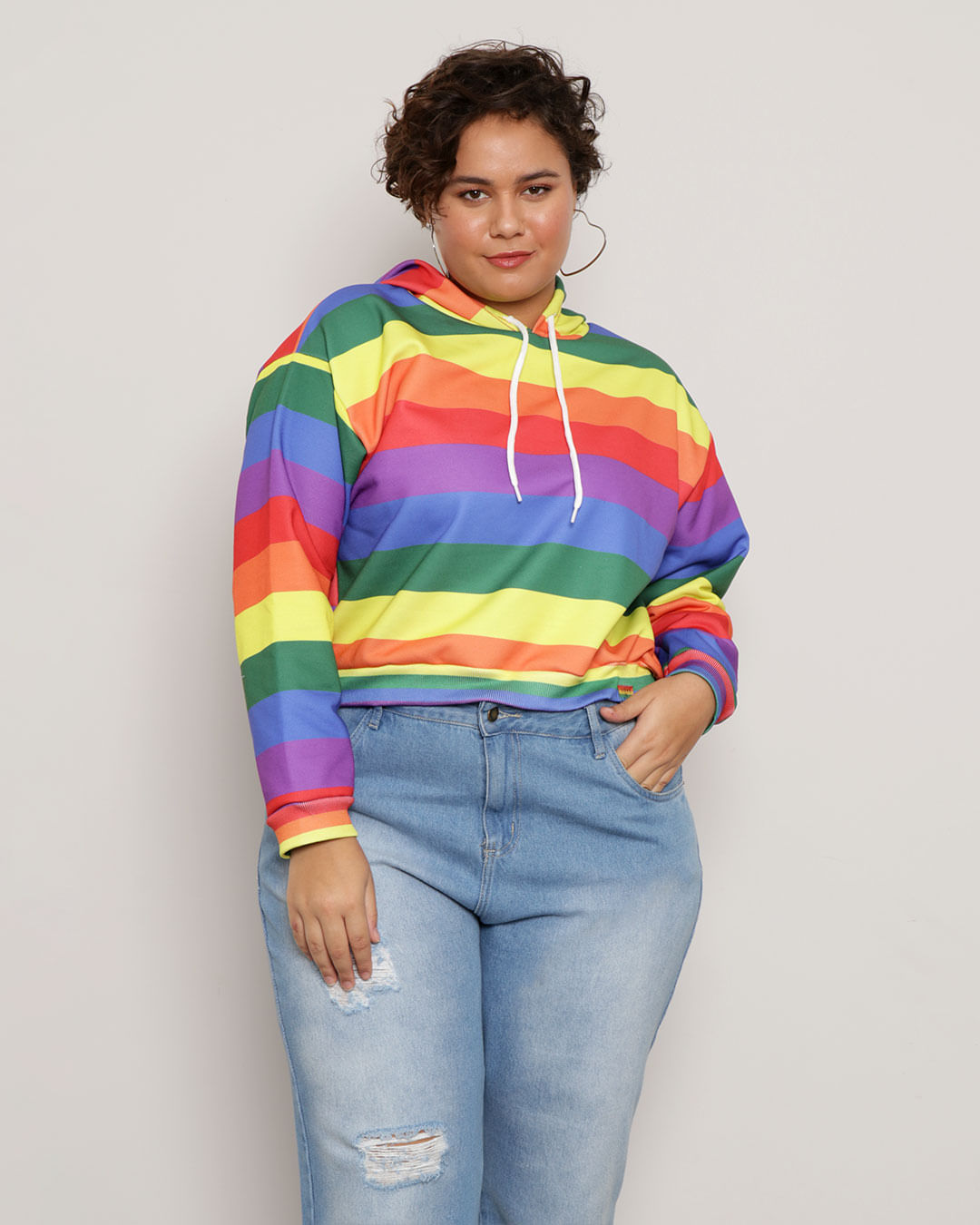 Blusão Plus Size Moletom Feminino Pride Listrado