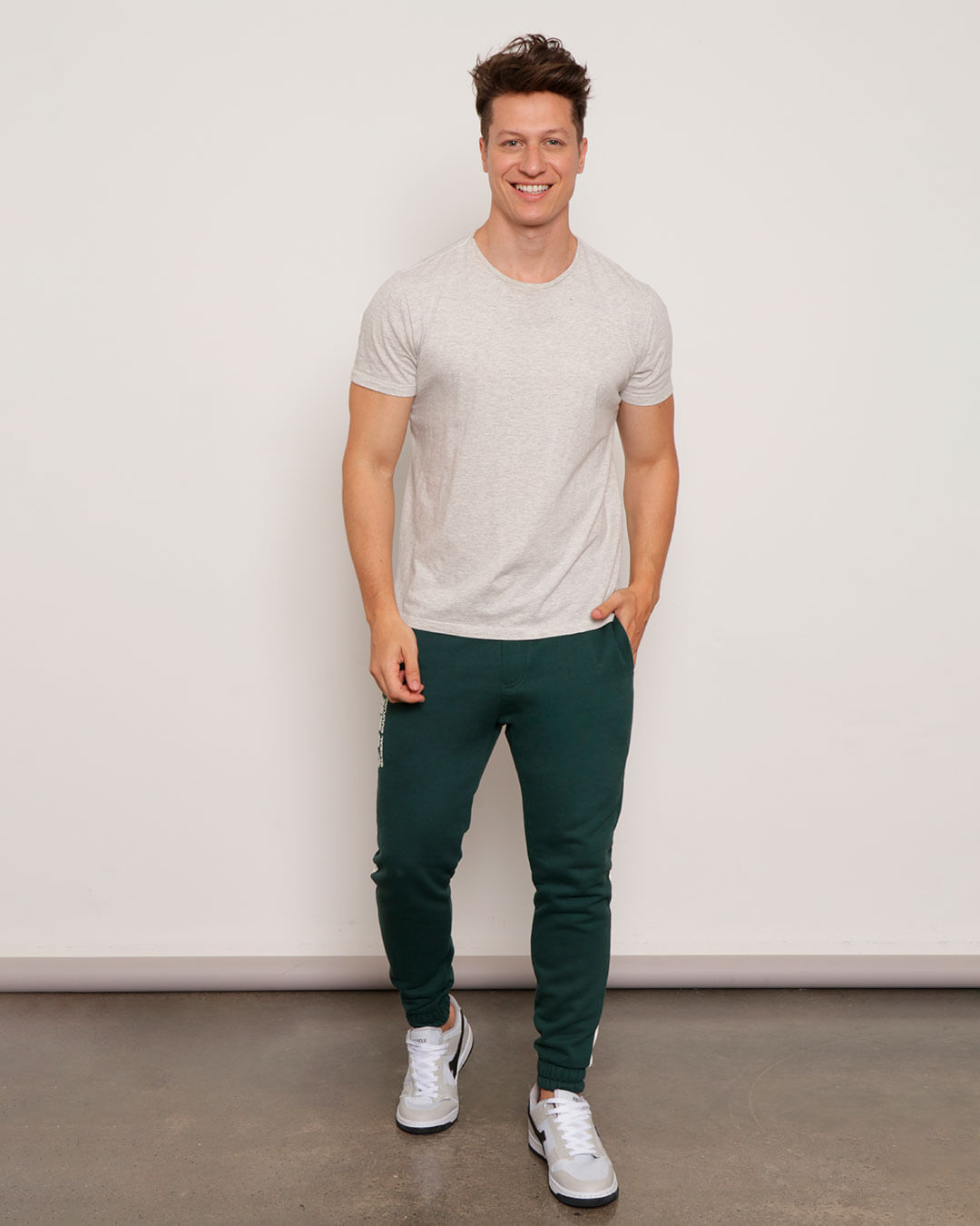 Calça Moletom Masculina Gangster Jogger Recortes Verde