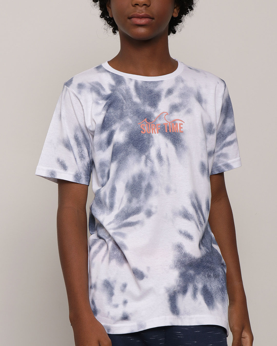 Camiseta Juvenil Estampa Tie Dye Manga Curta Branca