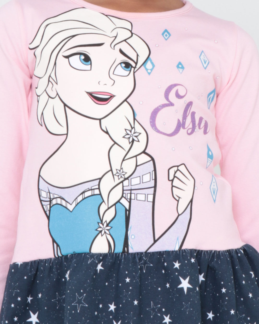 Vestido Infantil Manga Longa Elsa Frozen Disney Rosa