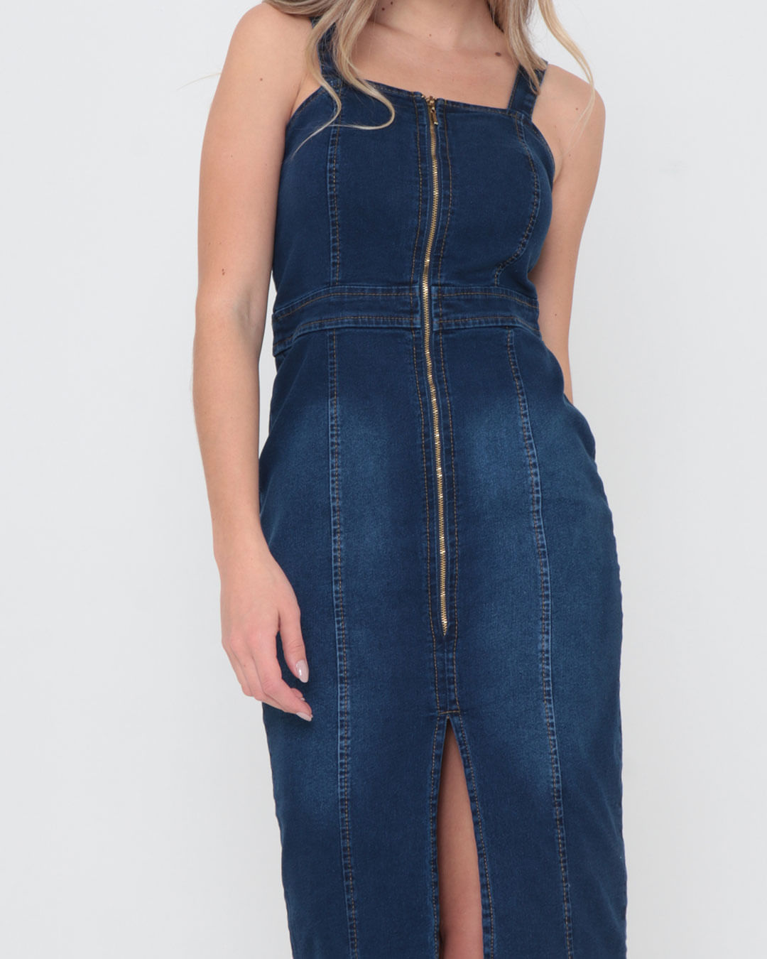Midi Jeans Vestido Midi Com Ziper Vestido Jeans Midi Elegante Com