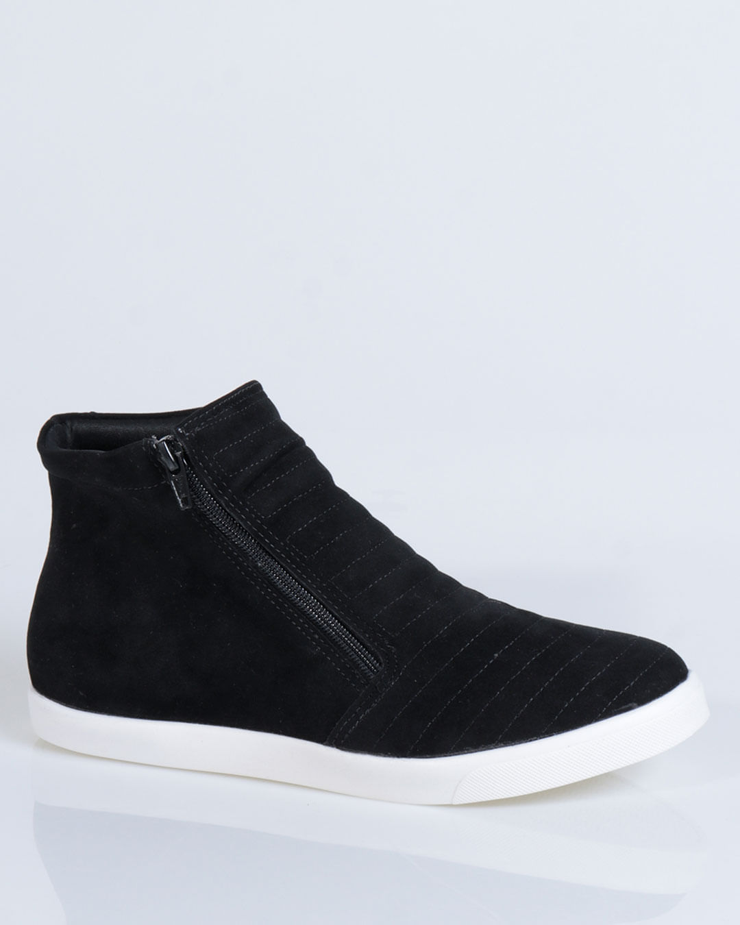 Tênis Feminino Casual Cano Médio Camurça Preto