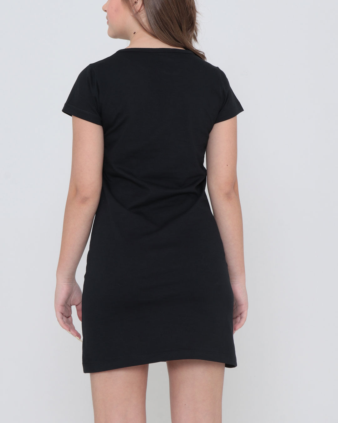 Vestido Juvenil Gola Choker Estampa Unicórnio Preto Lojas Torra