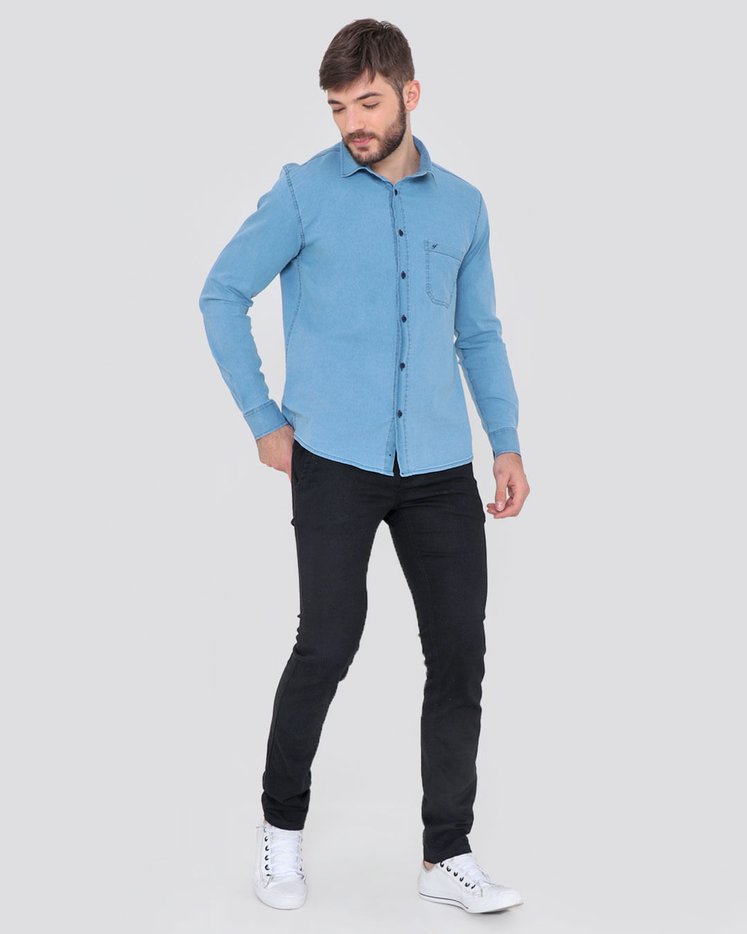Camisa Social Camisa Jeans Clara Com Calca Escura Usar Camisa