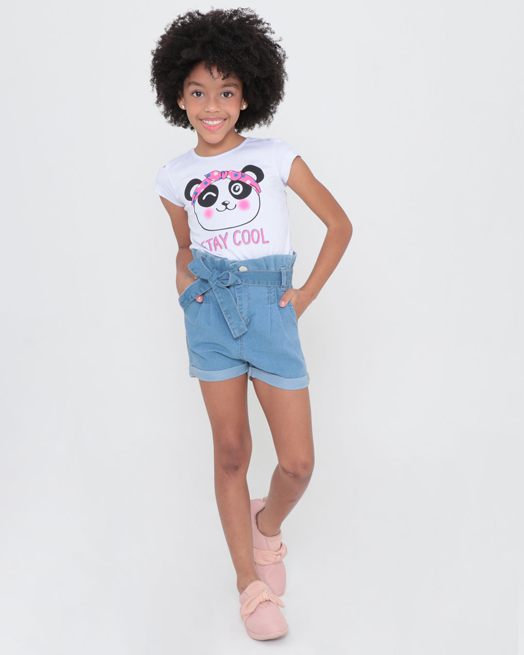 Blusa Infantil Open Shoulder Estampa Panda Branca | Lojas Torra