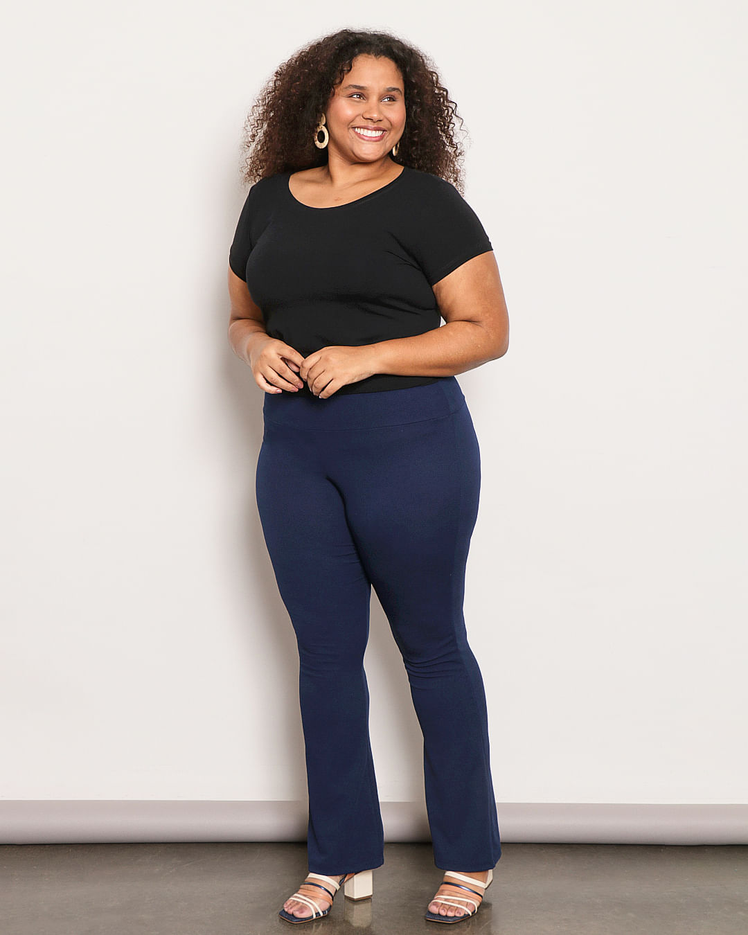 Calça Azul Marinho CalÃ§a Social Feminina Flare Calça Plus Size