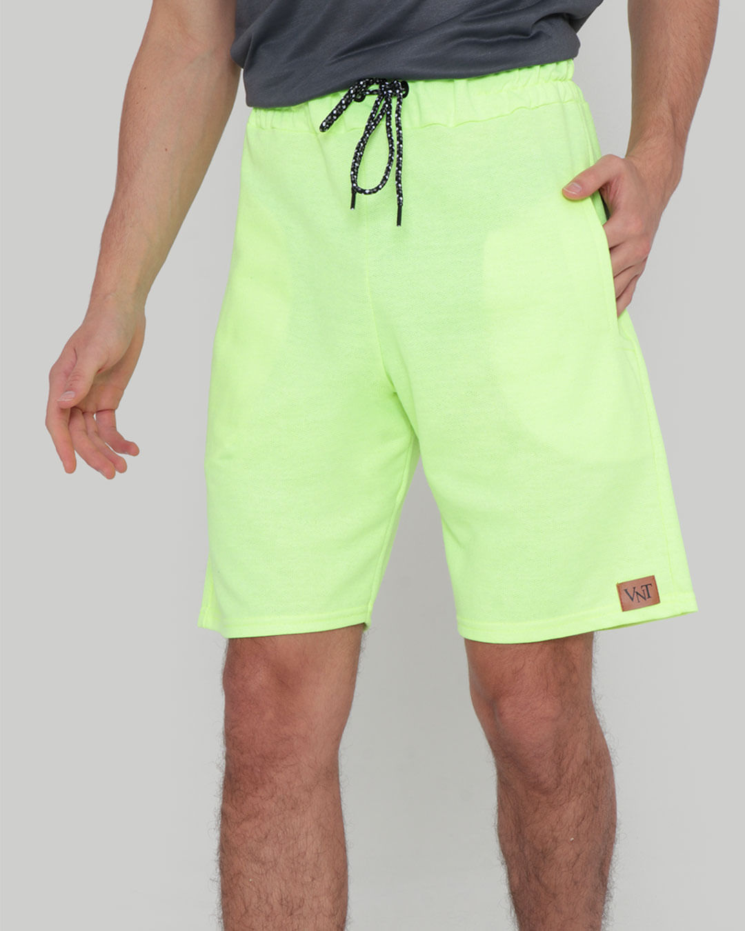 Bermuda Moletom Masculina Lisa Neon Verde