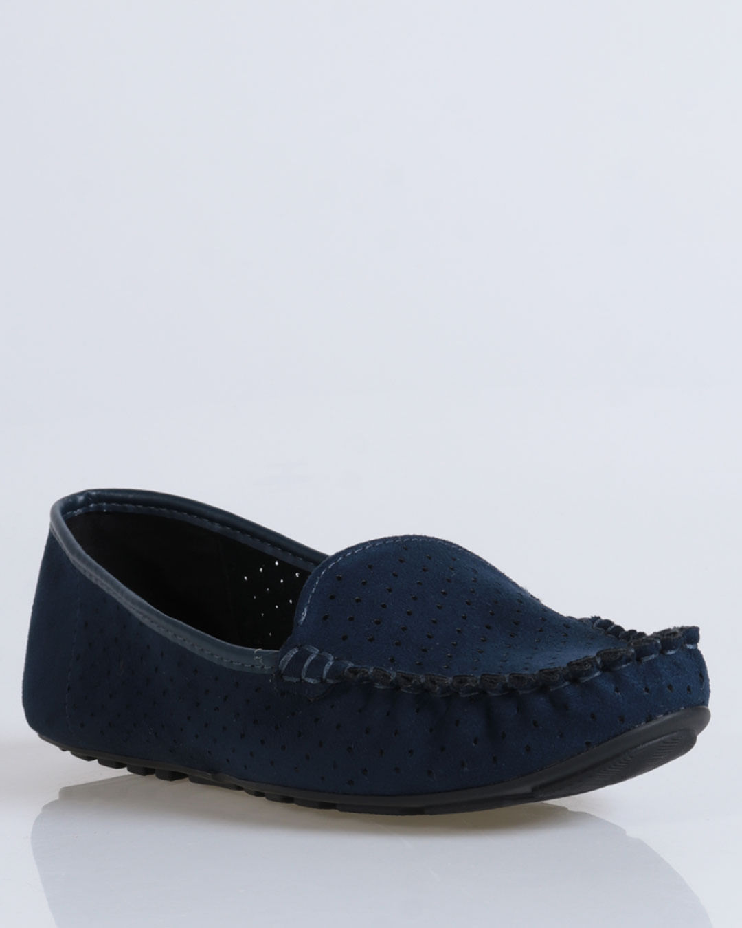Sapato Mocassim Feminino Vizzano Camurça Azul Marinho - Main Image