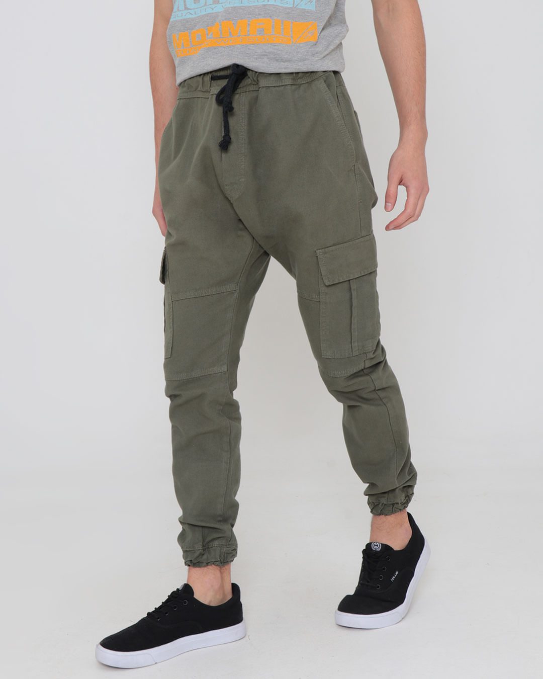 Calça Sarja Masculina Cargo Jogger Verde Lojas Torra
