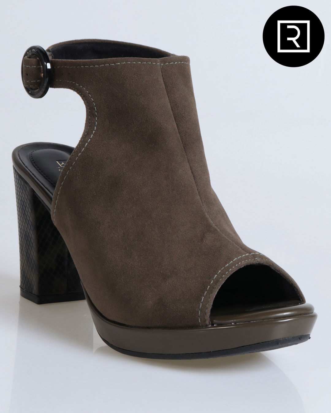 Sandália Salto Alto Estampado Open Boot Ramarim Verde