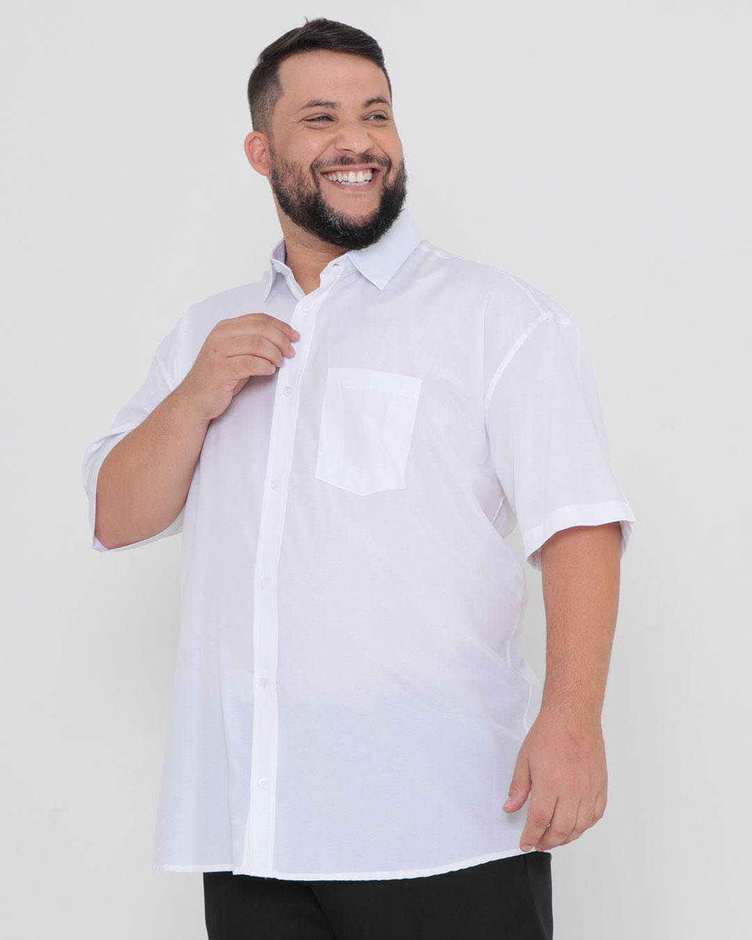 Camisa Social Masculina Manga Curta Plus Size Branca