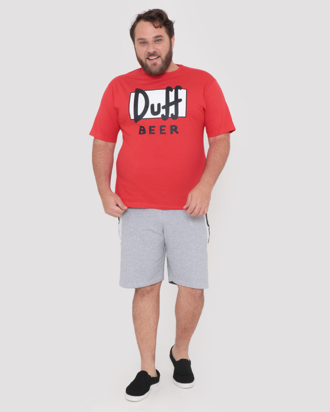 Camiseta Plus Size Manga Curta Duff Simpsons Vermelha