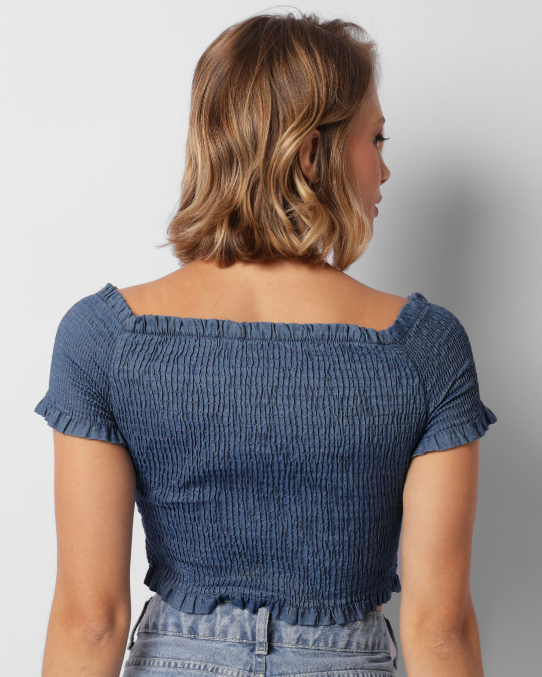 Blusa Ciganinha Blusas Jeans Blusa Jeans Feminina Ciganinha Lastex