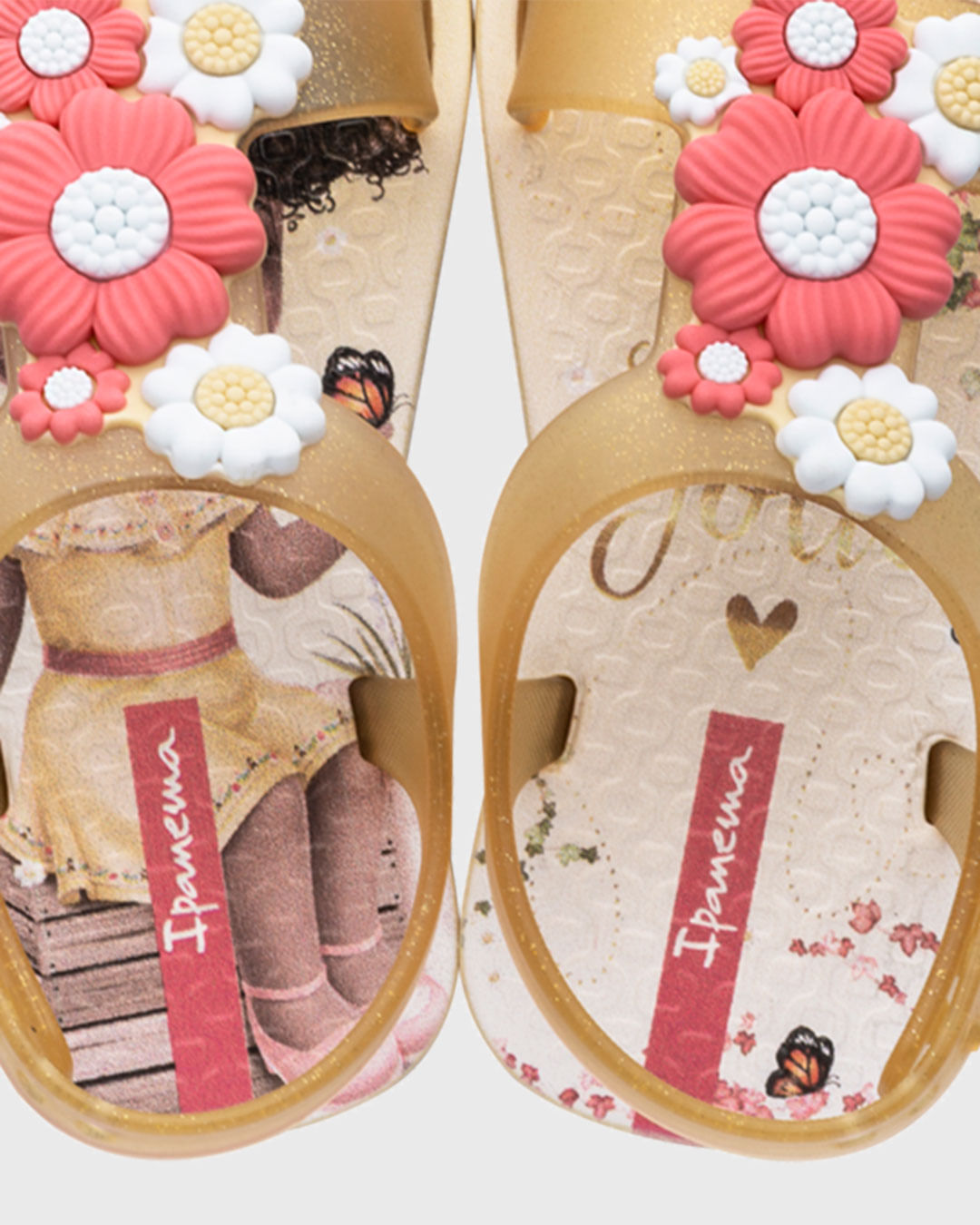 Sandália Ipanema Bebê Com Flores Jolie Amarela