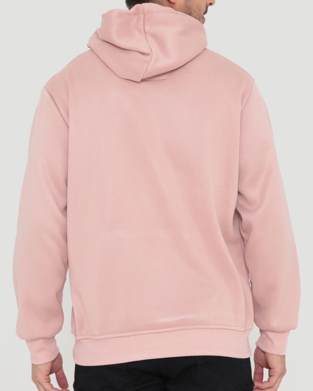 Blusão Moletom Masculino Com Capuz Liso Rosa Claro Lojas Torra