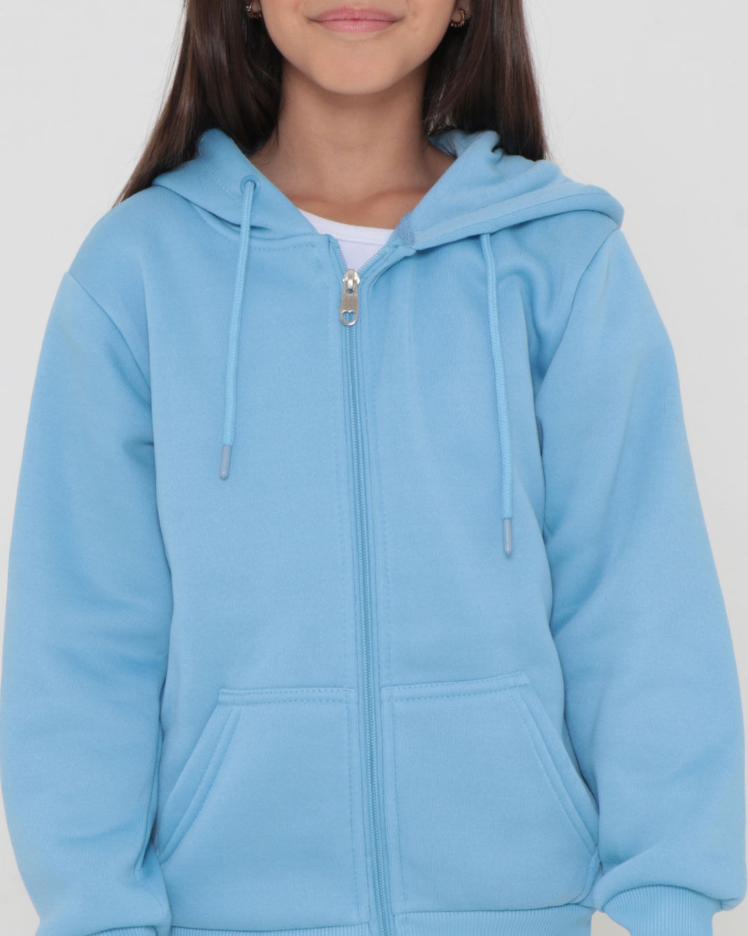 Casaco Infantil Moletom Zíper Azul Claro Lojas Torra