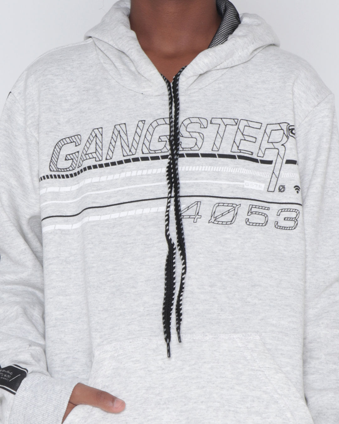 Blusão Juvenil Moletom Gangster Mescla Cinza