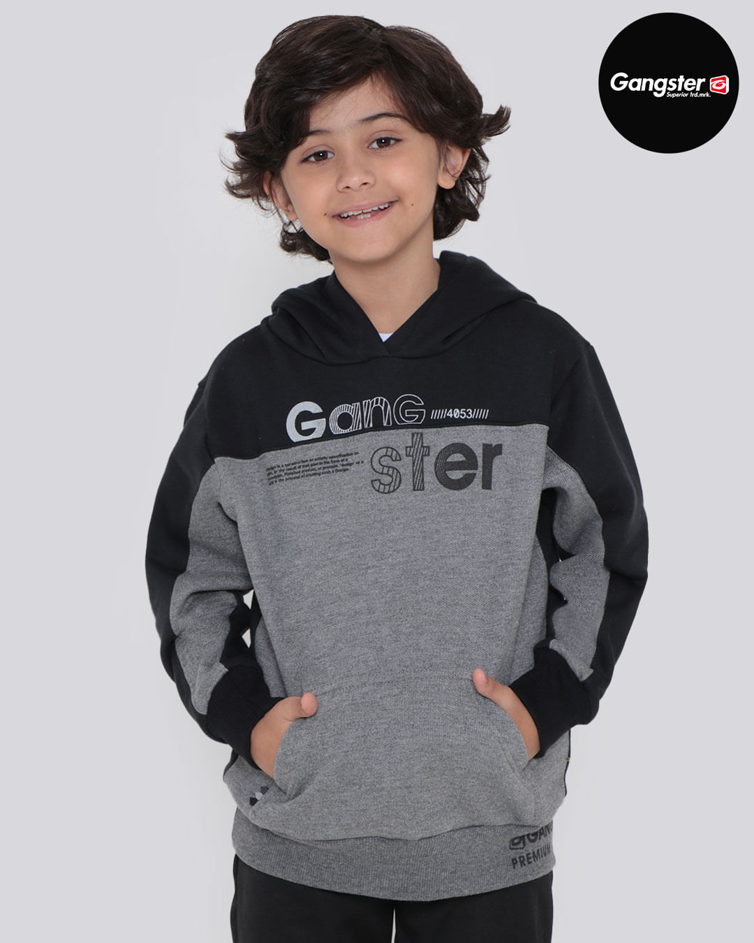 Blusão Infantil Moletom Gangster Recorte Preto