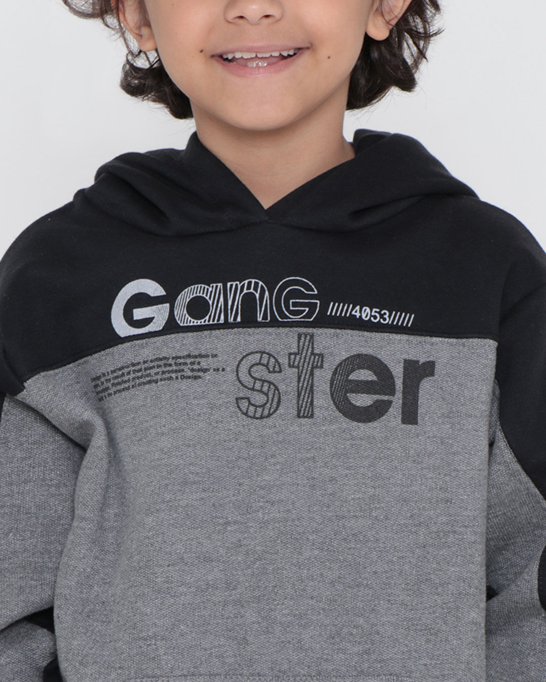 Blusão Infantil Moletom Gangster Recorte Preto