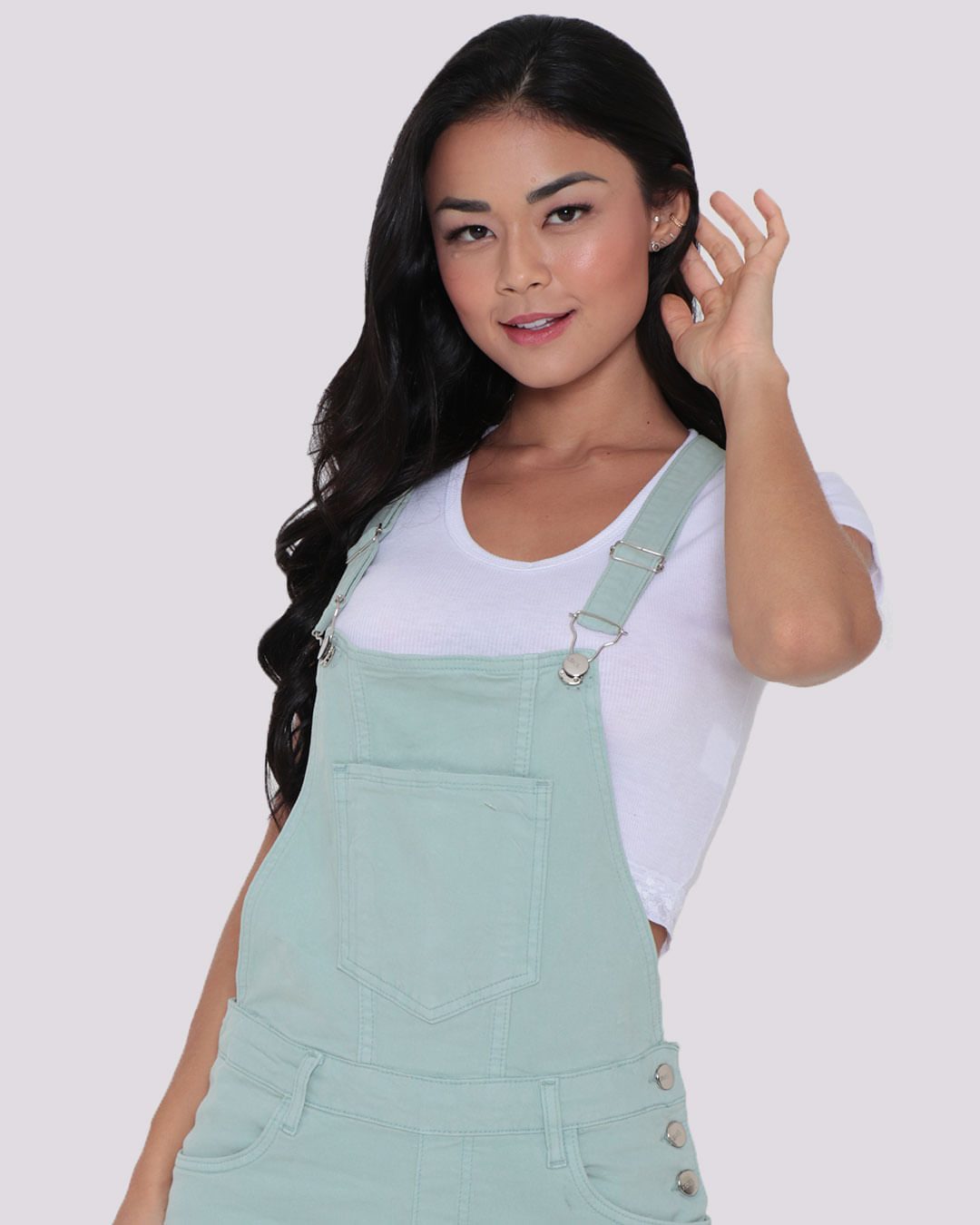 Jardineira Sarja Feminina Básica Verde Lojas Torra