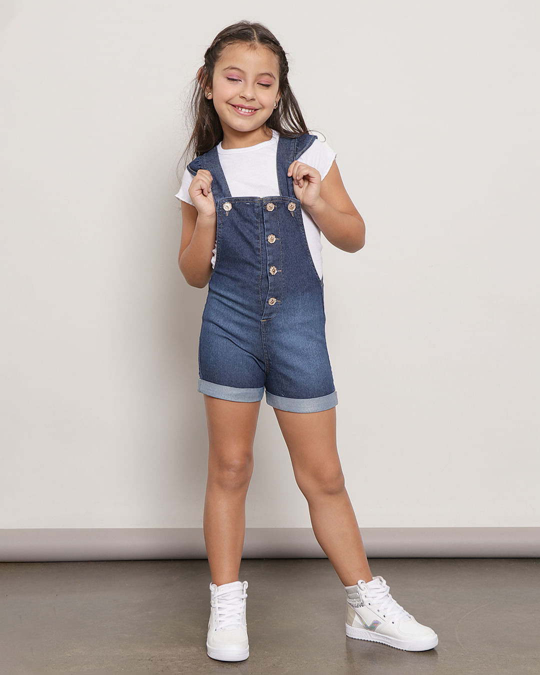 Infantil Menina Macaquinho Jeans Saia Jardineira Jeans Infantil