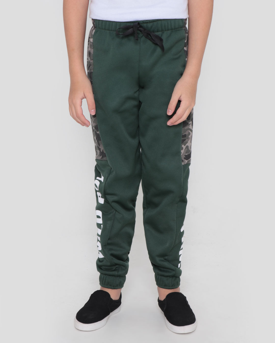 Calça Helanca Infantil Jogger Camuflada Verde Escura