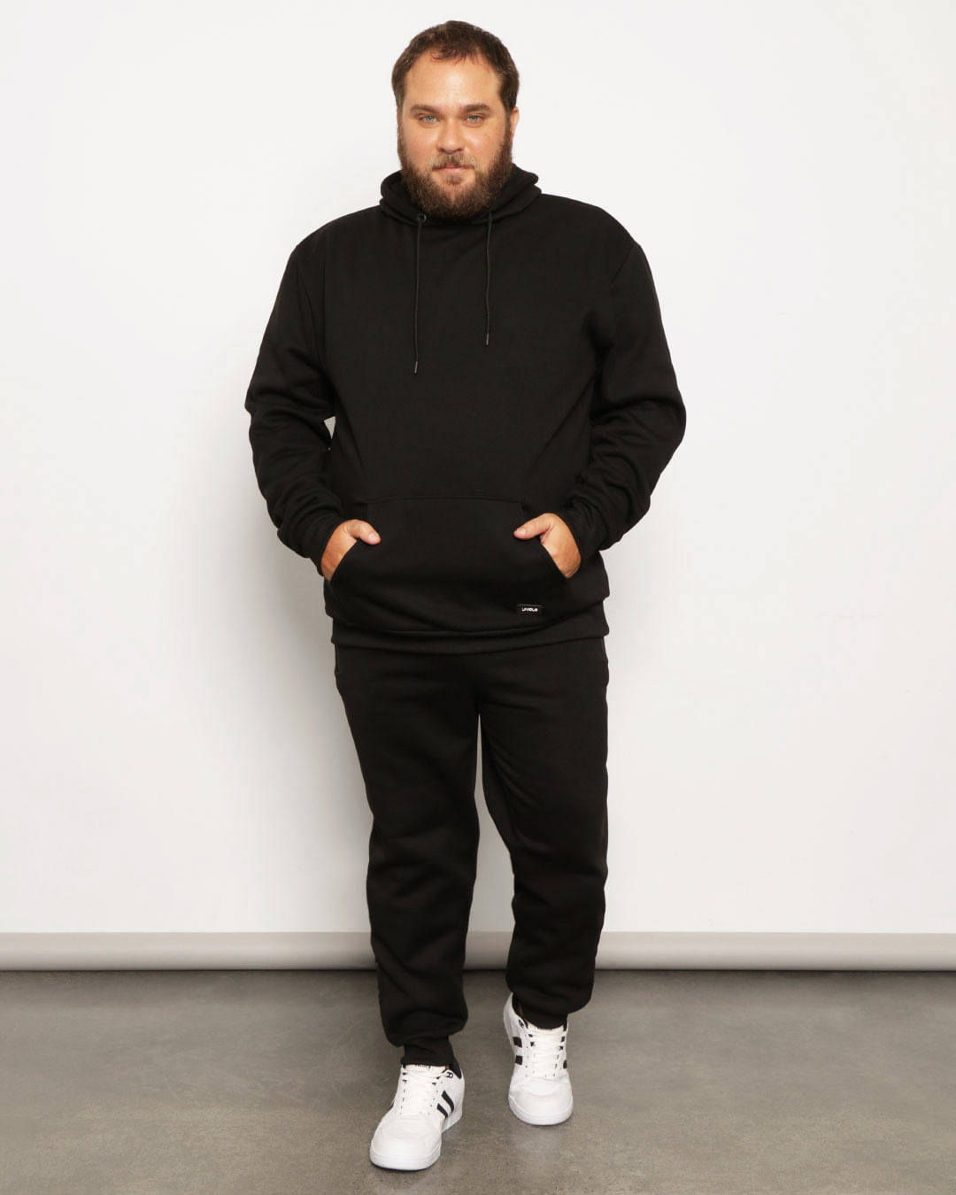 Calça Moletom Plus Size Masculina Jogger Preta