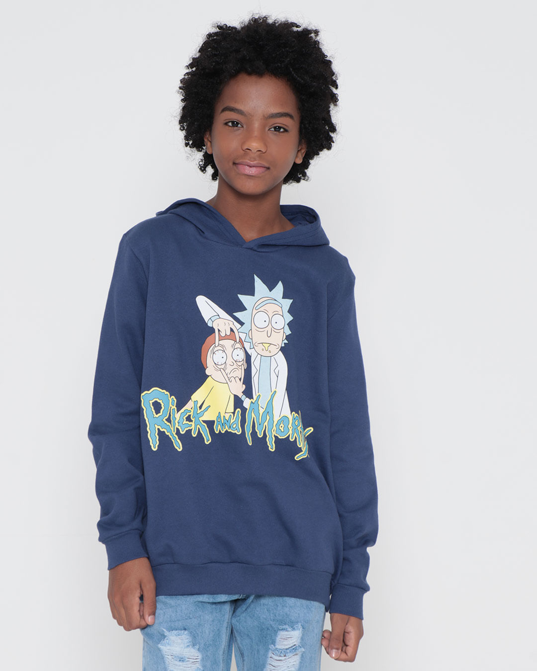 Blusão Juvenil Moletom Rick And Morty Warner Marinho