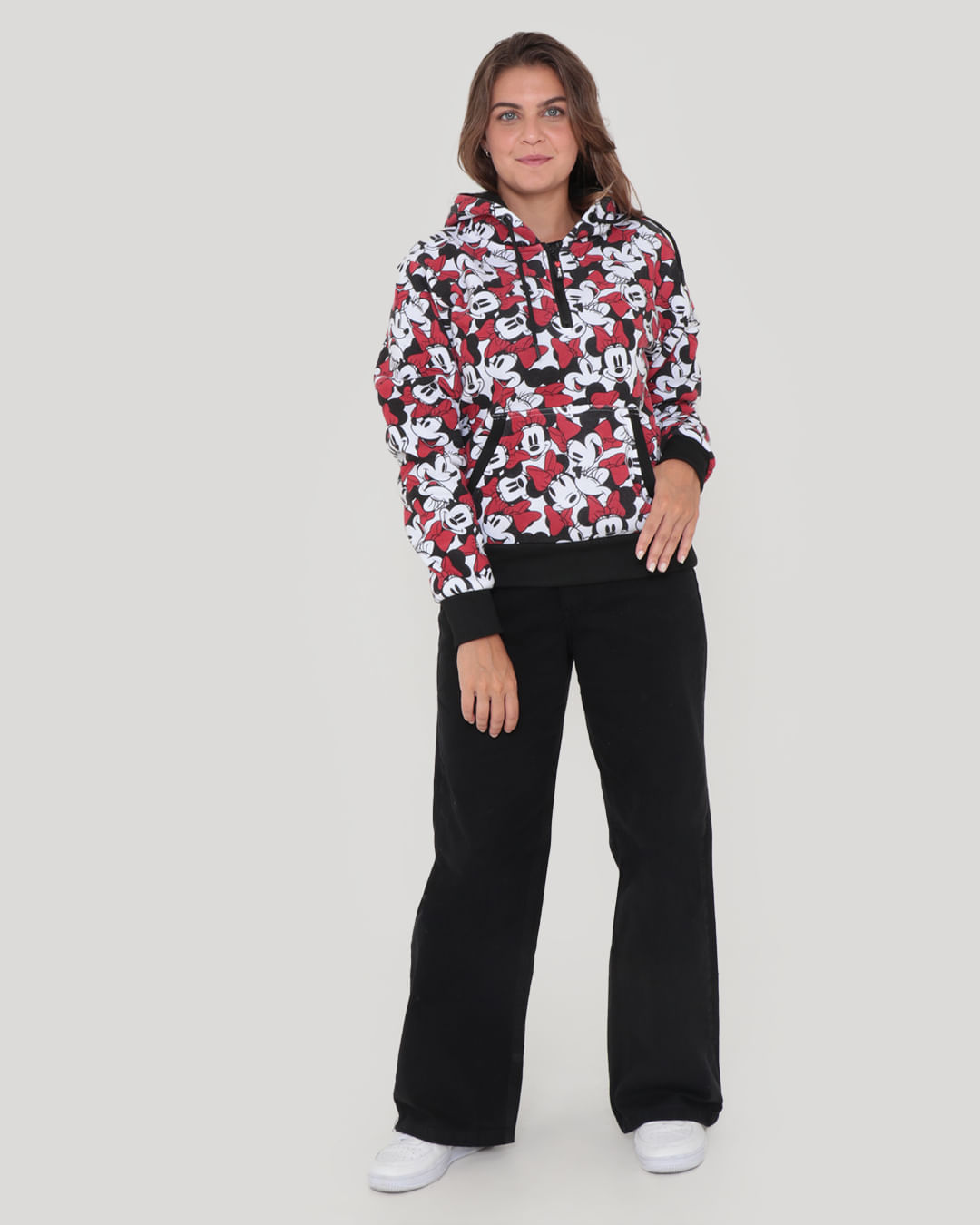 Blusão Moletom Feminino Minnie Mouse Disney Branco Lojas Torra