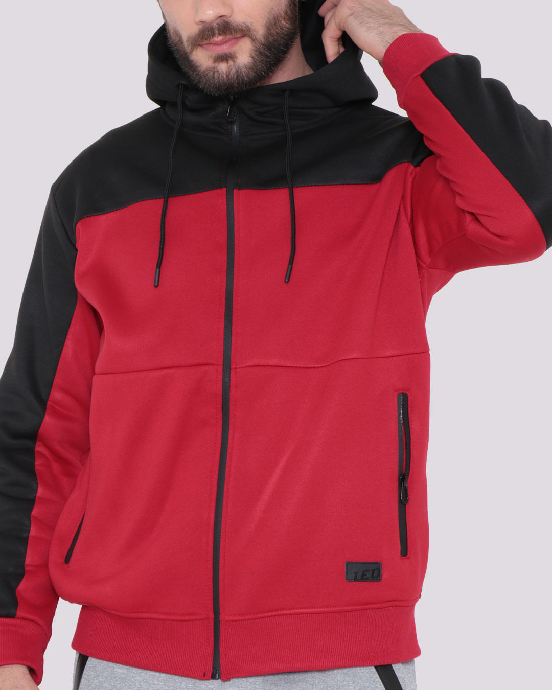 Casaco Masculino Moletom Recorte Capuz Preto