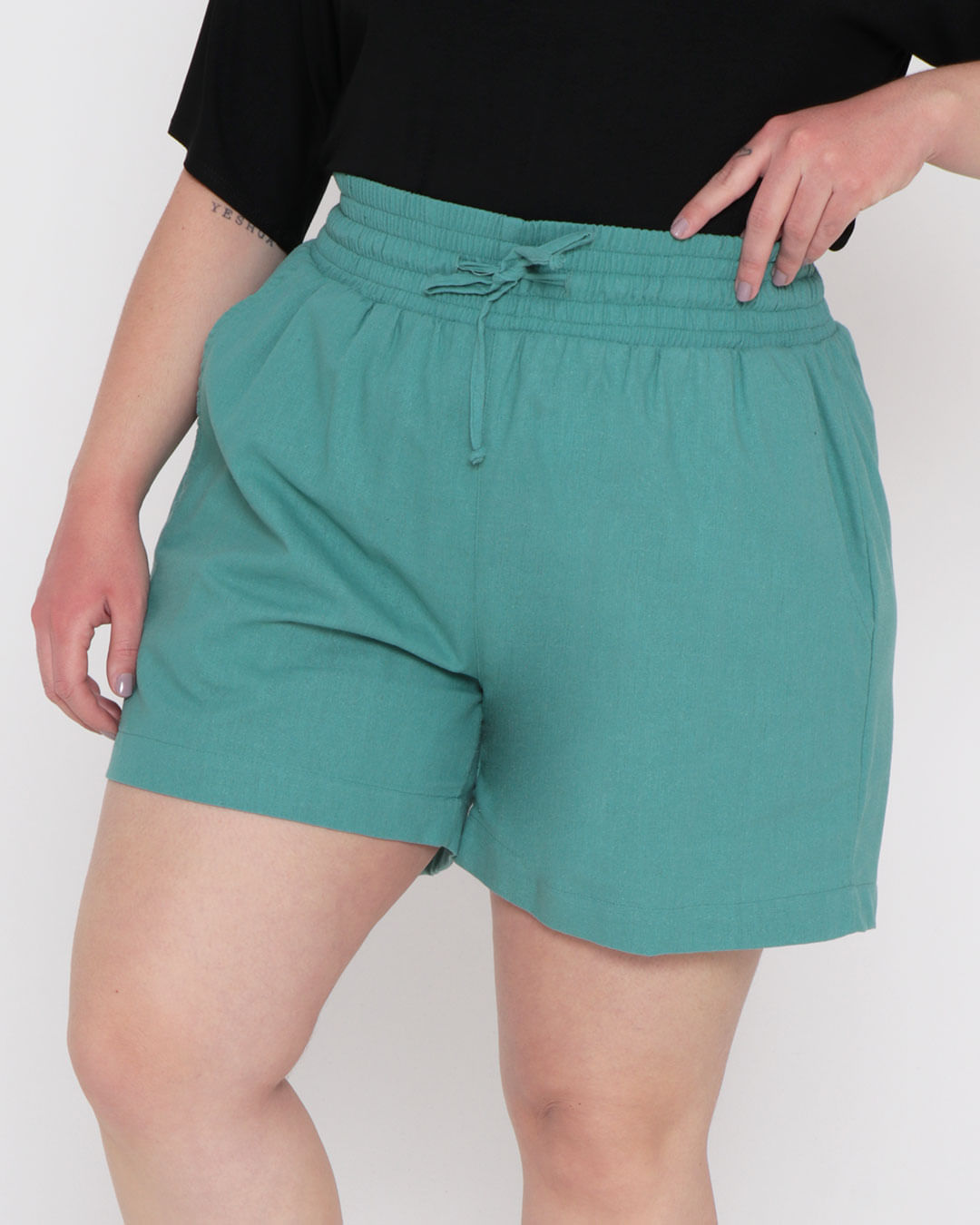 Linho Shorts Clochard Plus Size Short Moda Plus Size Linho Shorts