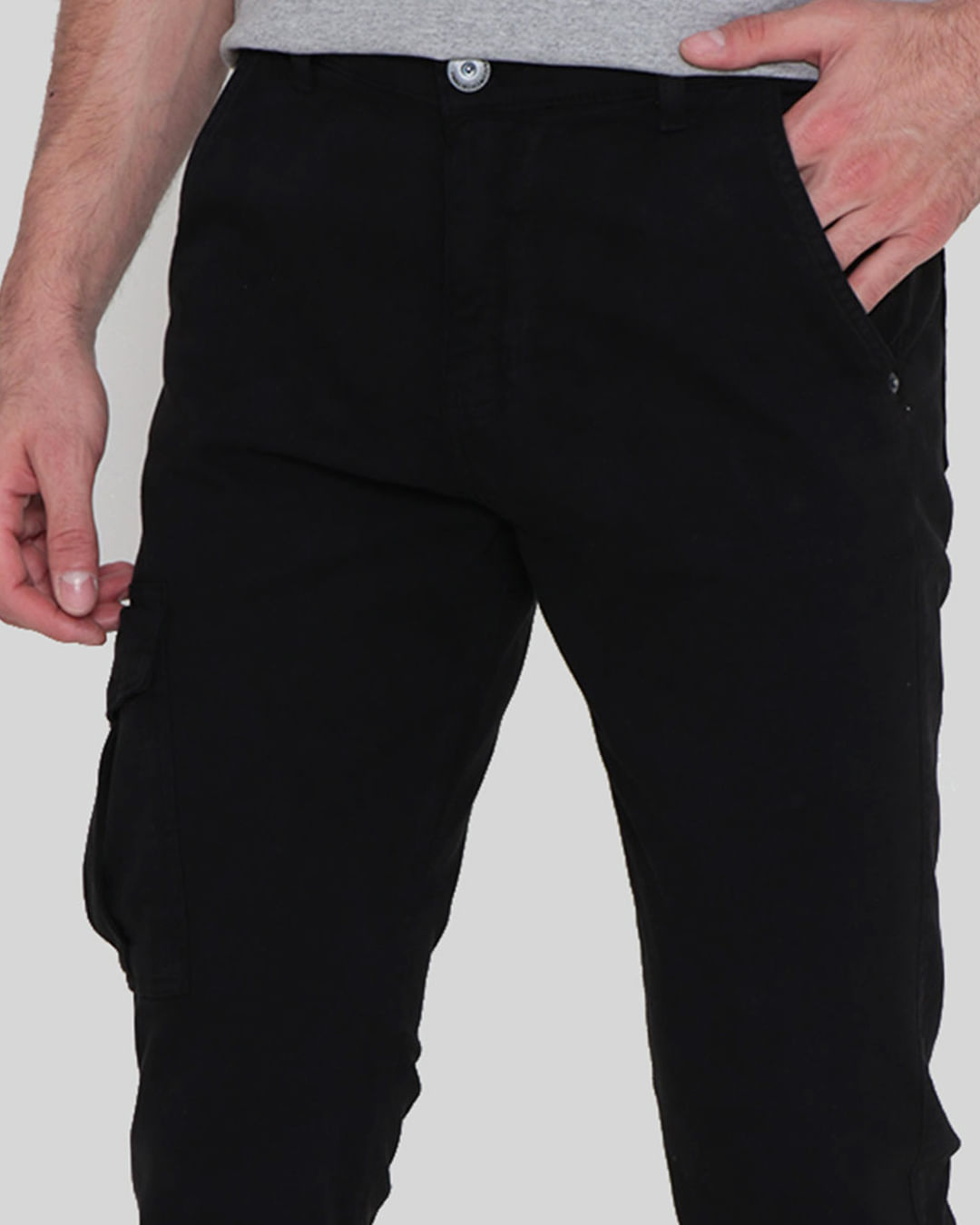 Calça Sarja Masculina Jogger Bolso Cargo Preta